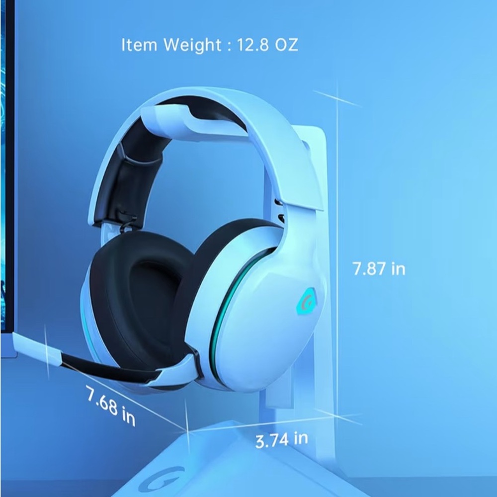 Wireless White Gaming Headset with Microphone - Picture 3 of 4